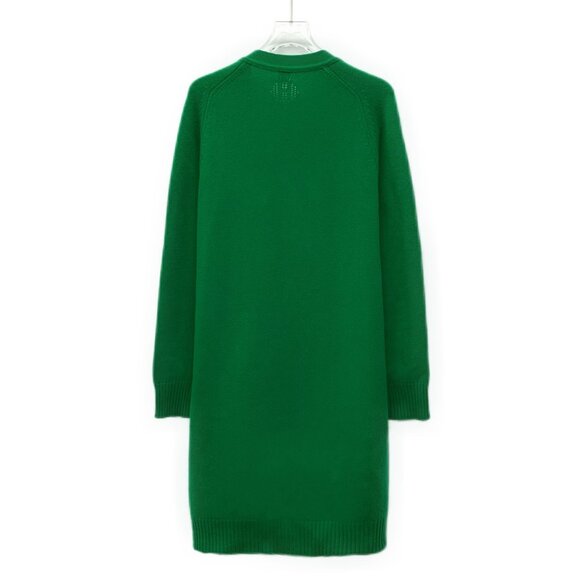 Hermès Green Cashmere Long V-Neck Knitted Cardigan With Pockets & Button Closure - Picture 7 of 7